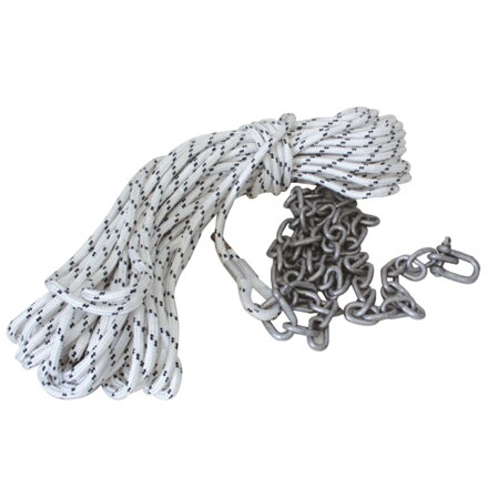 Polyesterové kotevní lano 10 mm s řetězem 8 mm, délka 30 m + 2 m